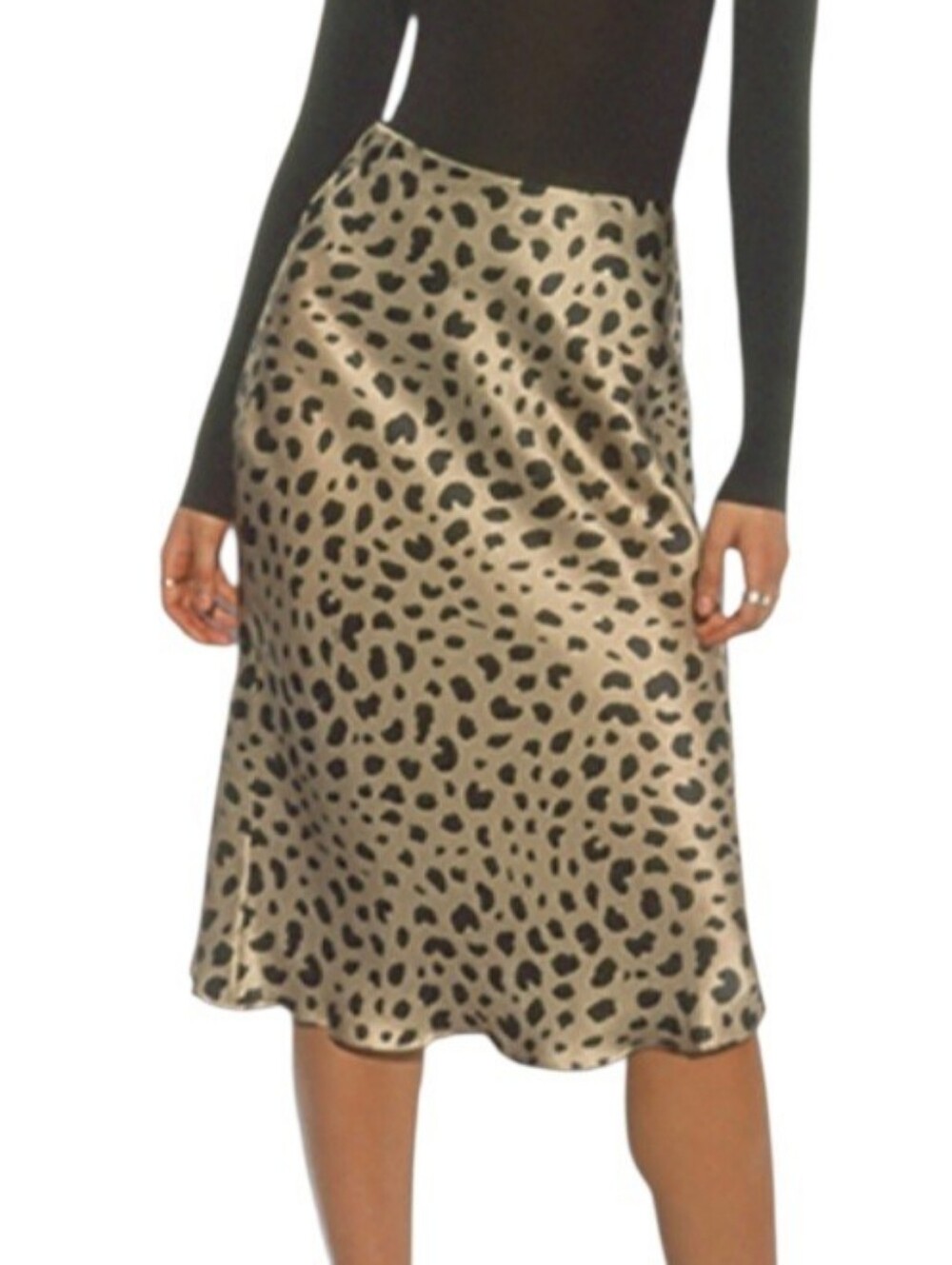 Realisation Par Naomi Silk Slip Skirt Size XL Midi Leopard Animal Print